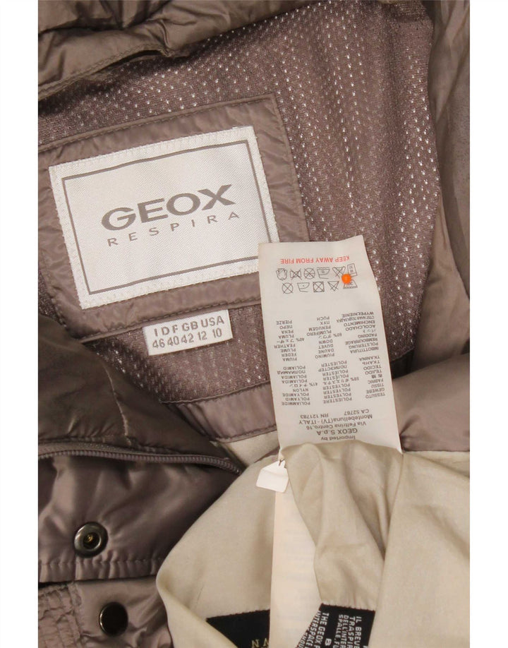Giacca imbottita con cappuccio Geox da donna Respira UK 12 Poliestere grigio medio