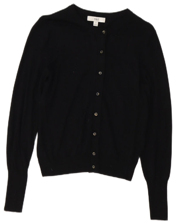 Maglione cardigan da donna Marks & Spencer UK 10 piccolo viscosa nera