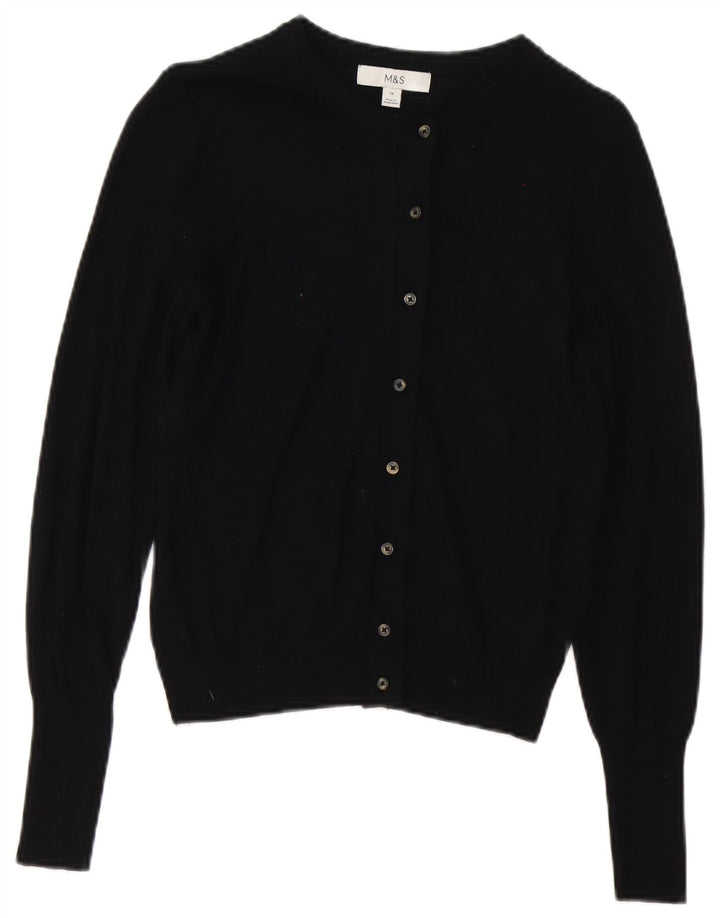 Maglione cardigan da donna Marks & Spencer UK 10 piccolo viscosa nera