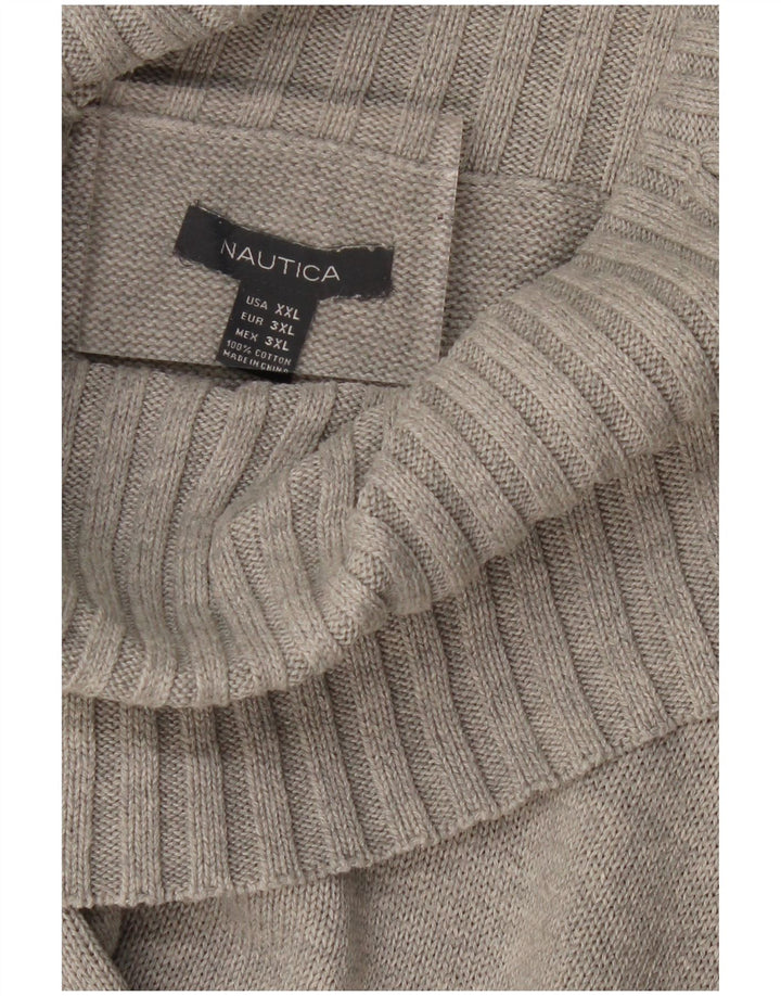 Maglione maglione collo alto da donna NAUTICA UK 20 2XL cotone grigio