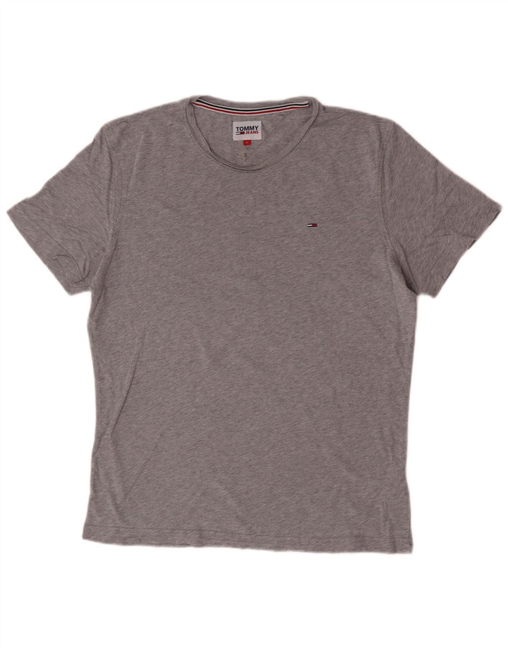 T-shirt da uomo Tommy Hilfiger Top grande in cotone grigio