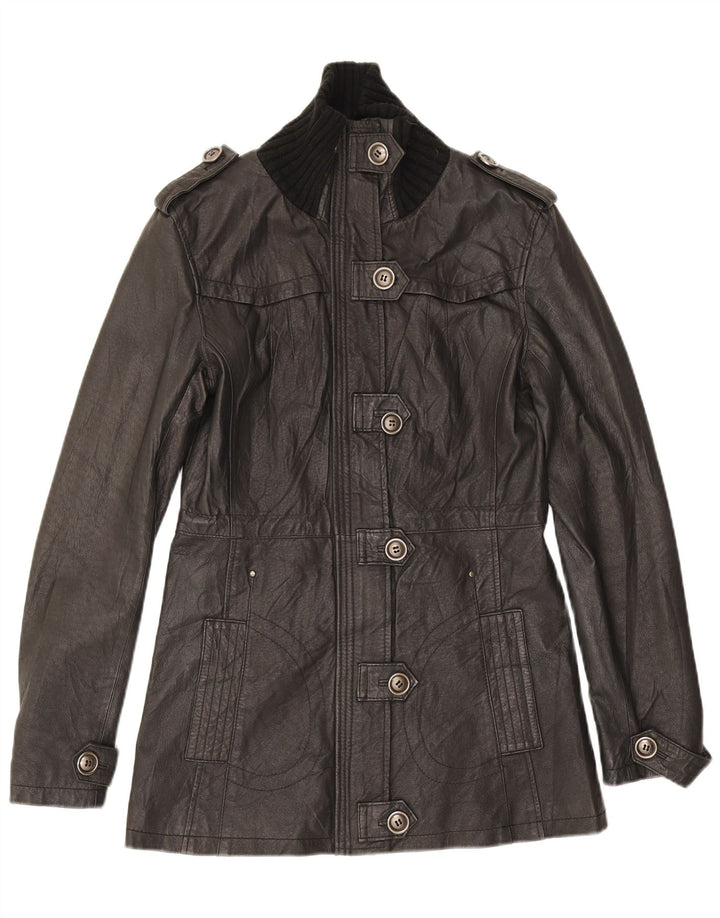 Giacca in pelle militare da donna Variety UK 14 Pelle nera media