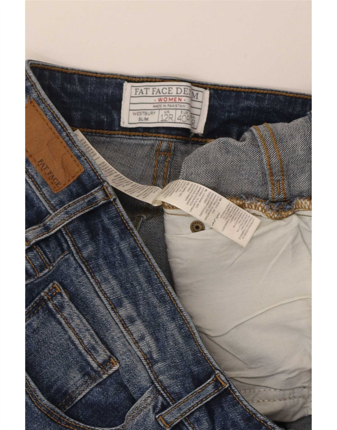 Jeans slim da donna Fat Face UK 12 medio W32 L30 cotone blu