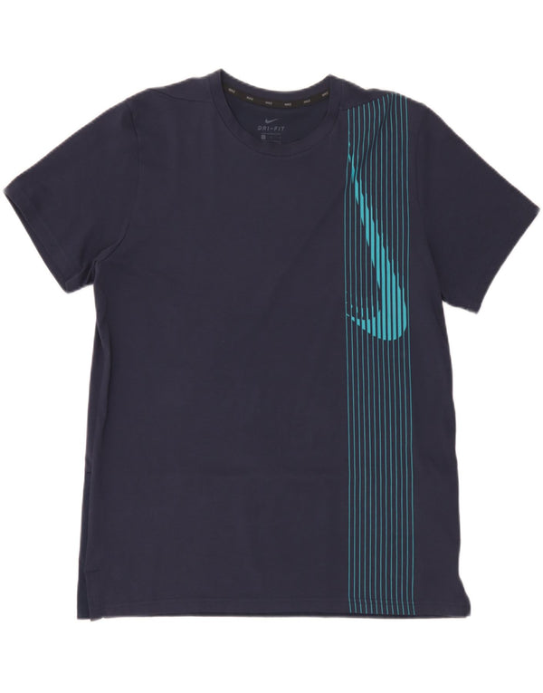T-shirt grafica Nike da uomo Dri Fit Top Large in cotone a righe blu navy