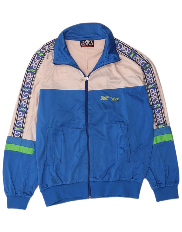 Giacca sportiva da uomo con grafica Asics, giacca grande, color block blu