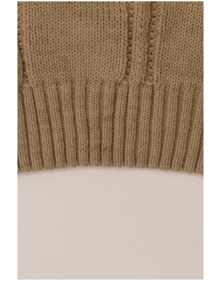 Maglione maglione collo alto da uomo VINTAGE IT 52 Large Beige Poliacrilico