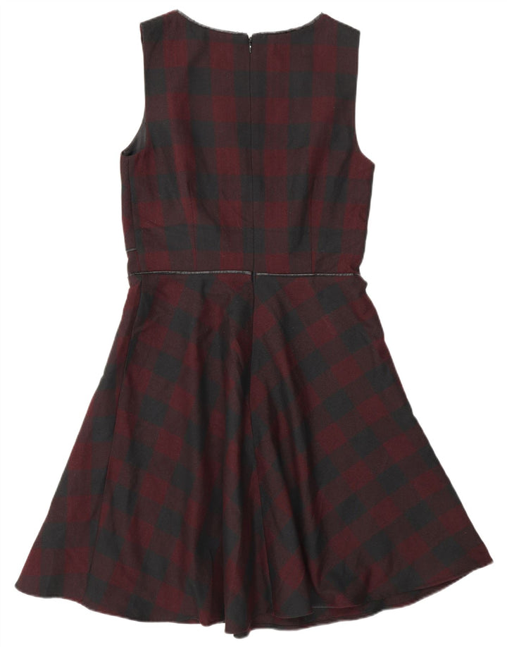 Abito a trapezio senza maniche da donna Oasis UK 8 Piccolo poliestere a quadretti bordeaux