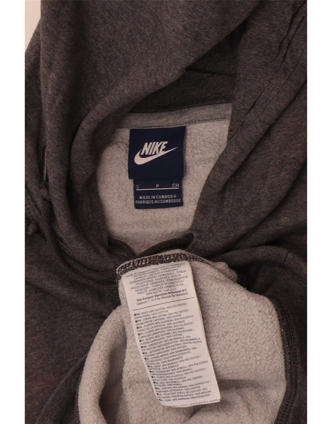 Felpa con cappuccio da uomo Nike Small in cotone grigio