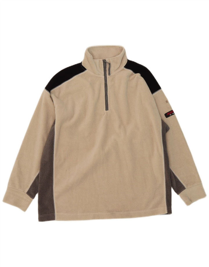 Maglione in pile da uomo con zip e collo Murphy & Nye, grande, in poliestere color block beige