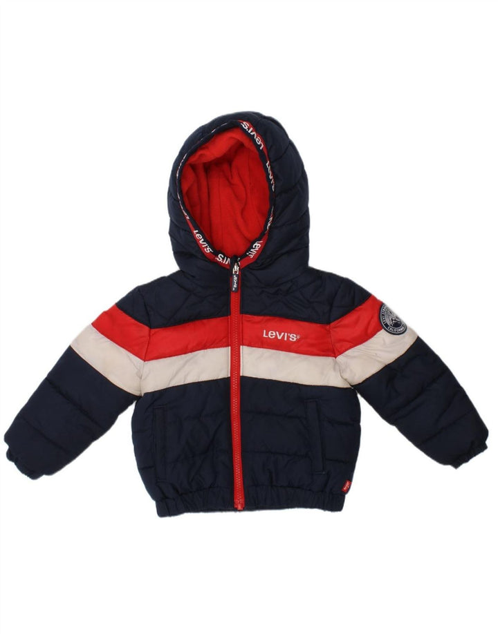 LEVI'S Baby Boys Graphic Padded Jacket 12-18 Months Navy Blue Colourblock
