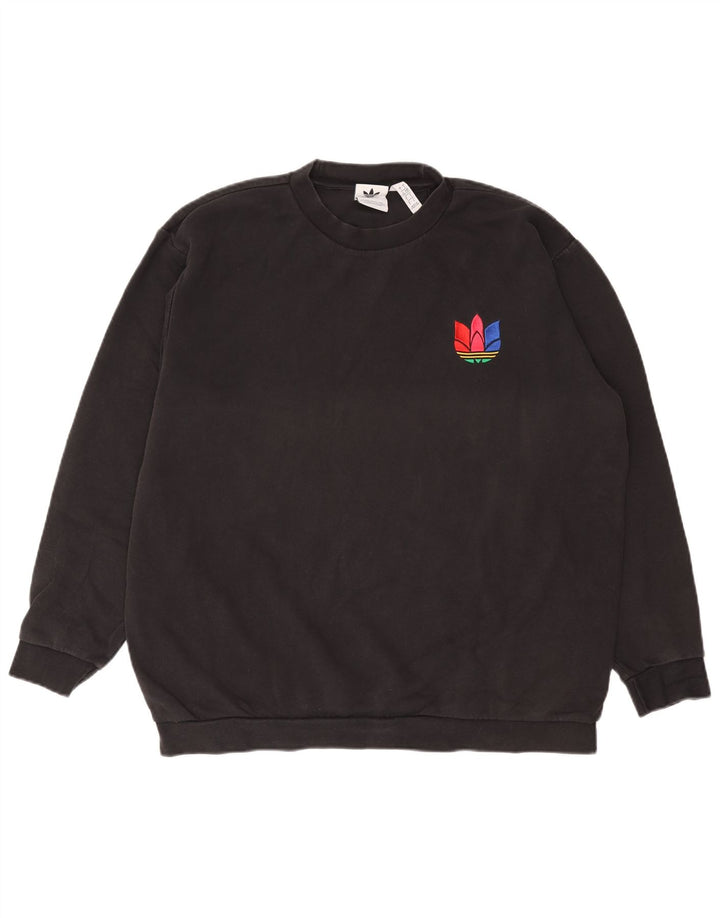 Felpa ADIDAS da uomo maglione grande in cotone nero