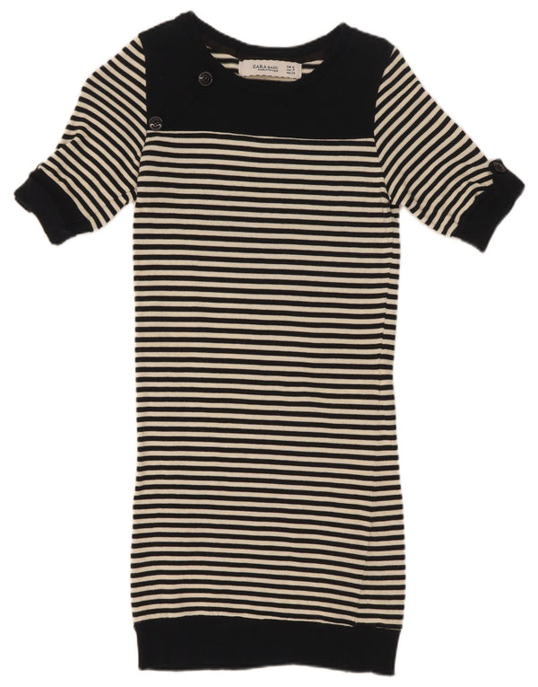 Abito maglione a maniche corte da donna Zara UK 8 piccolo a righe nere