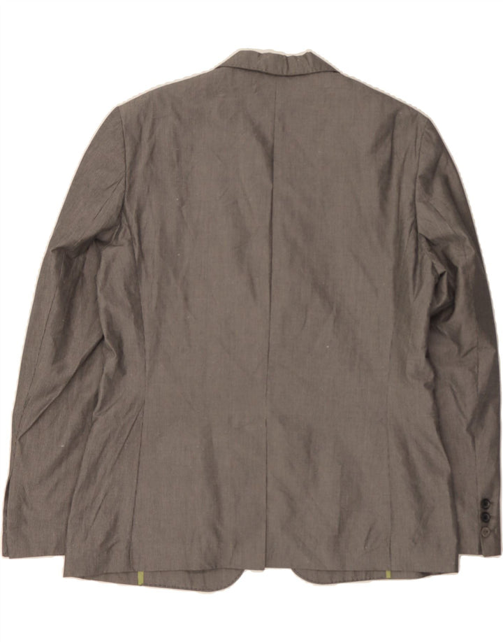 TED BAKER Mens 1 Button Blazer Jacket Size 4 Large Grey Pinstripe Cotton Vintage Ted Baker and Second-Hand Ted Baker from Messina Hembry 