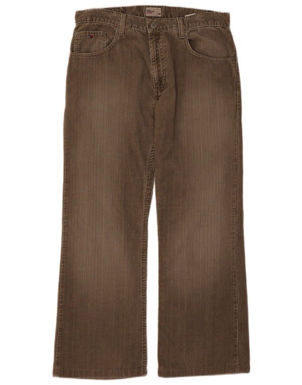 Pantaloni da uomo in velluto a coste bootcut Tommy Hilfiger W33 L28 cotone marrone