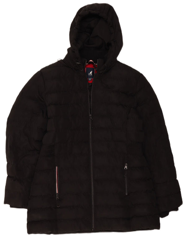 Cappotto imbottito con cappuccio da donna Kangol UK 16 grande poliestere nero