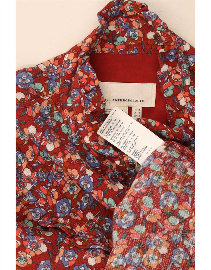 Camicia pullover da donna Anthropologie UK 12 Viscosa floreale rossa media