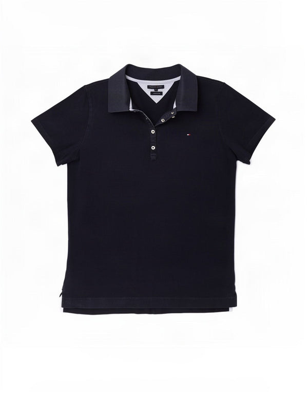 Polo da donna Tommy Hilfiger vestibilità classica UK 18 XL cotone blu navy