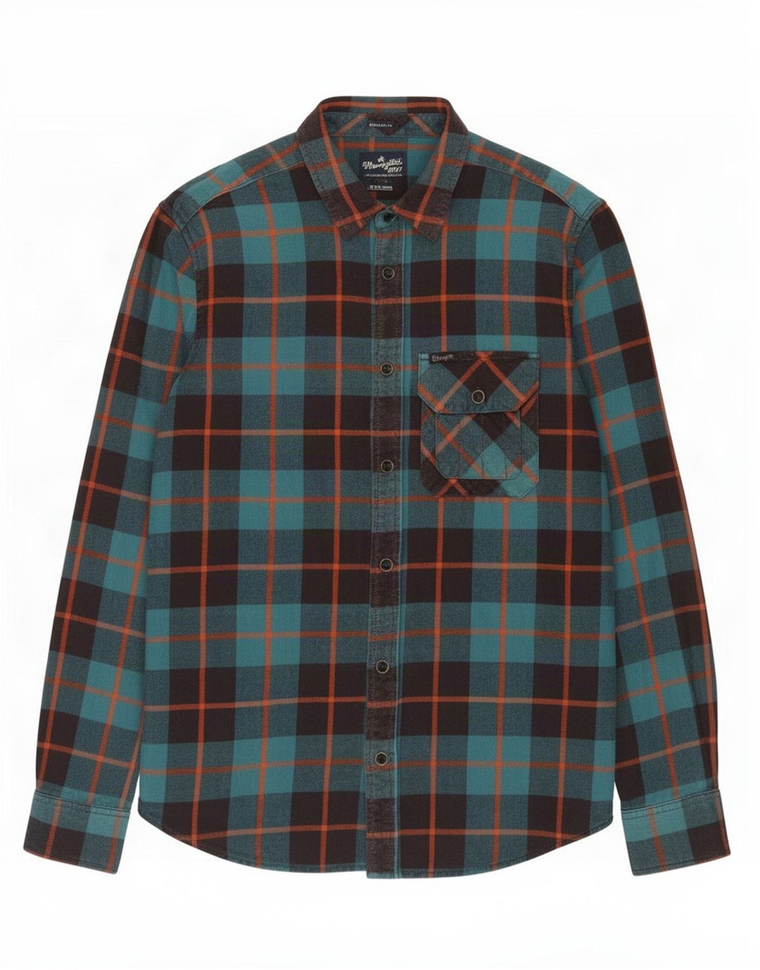 Camicia da uomo in flanella Wrangler a quadri piccoli in cotone verde