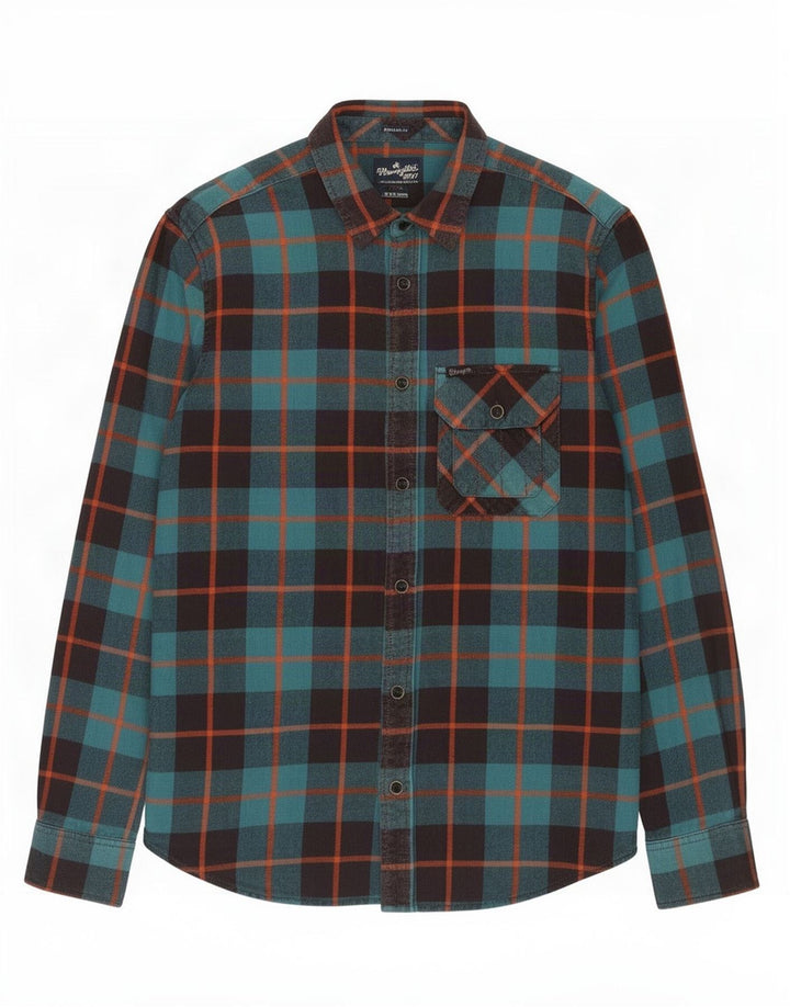 Camicia da uomo in flanella Wrangler a quadri piccoli in cotone verde