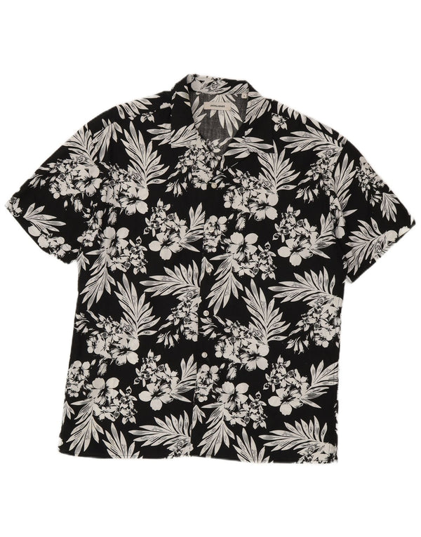 Camicia a maniche corte da uomo Jack & Jones grande cotone floreale nero