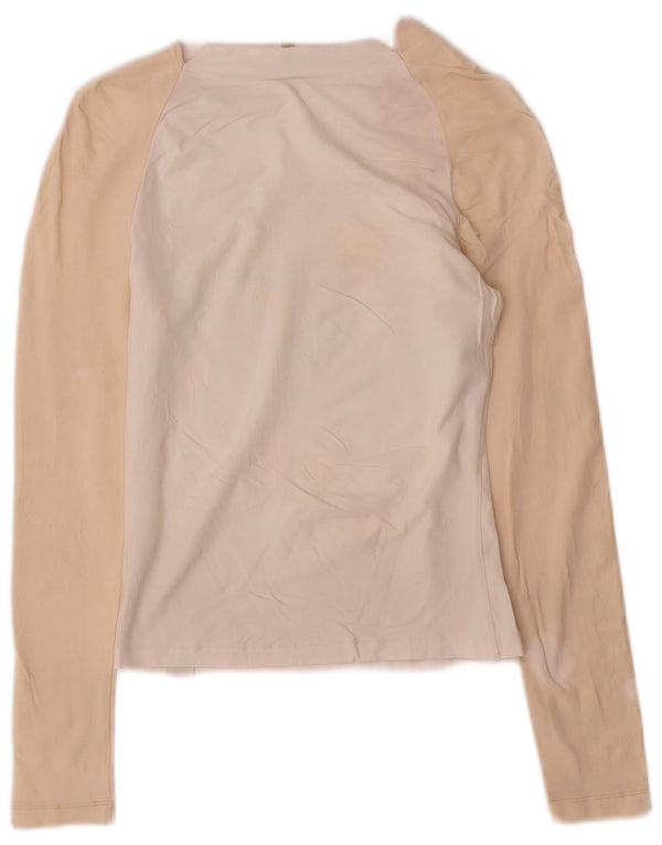 Calvin Klein Jeans Top grafico da donna manica lunga UK 6 XS Bianco Colourblock