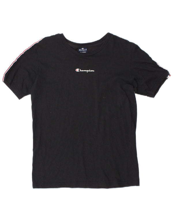 T-shirt grafica Champion da bambino, 13-14 anni, XL, in cotone color block nero