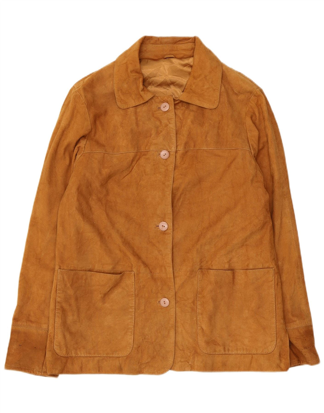 Giacca vintage in pelle scamosciata da donna UK 14 grande in pelle marrone
