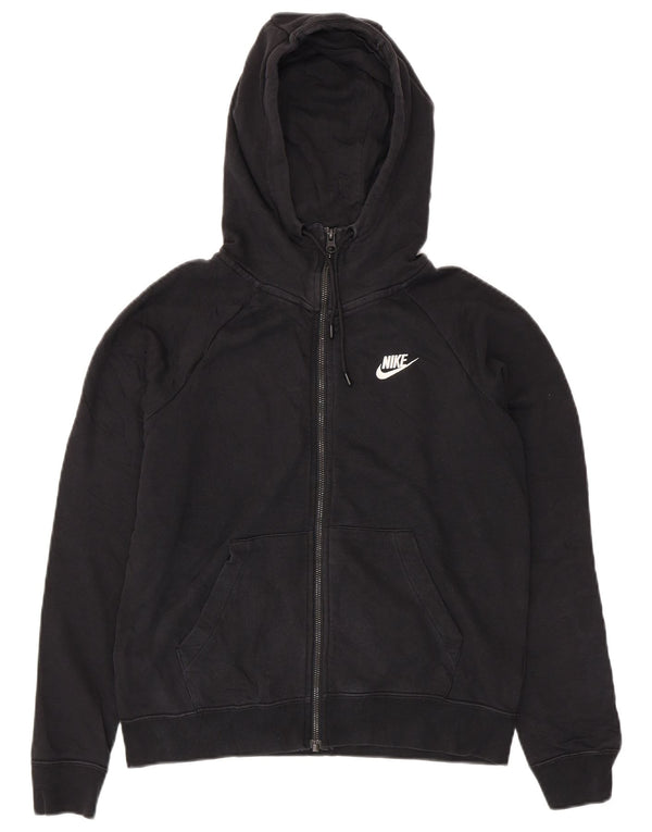 Maglione con cappuccio e zip oversize da donna NIKE UK 10 piccolo cotone nero