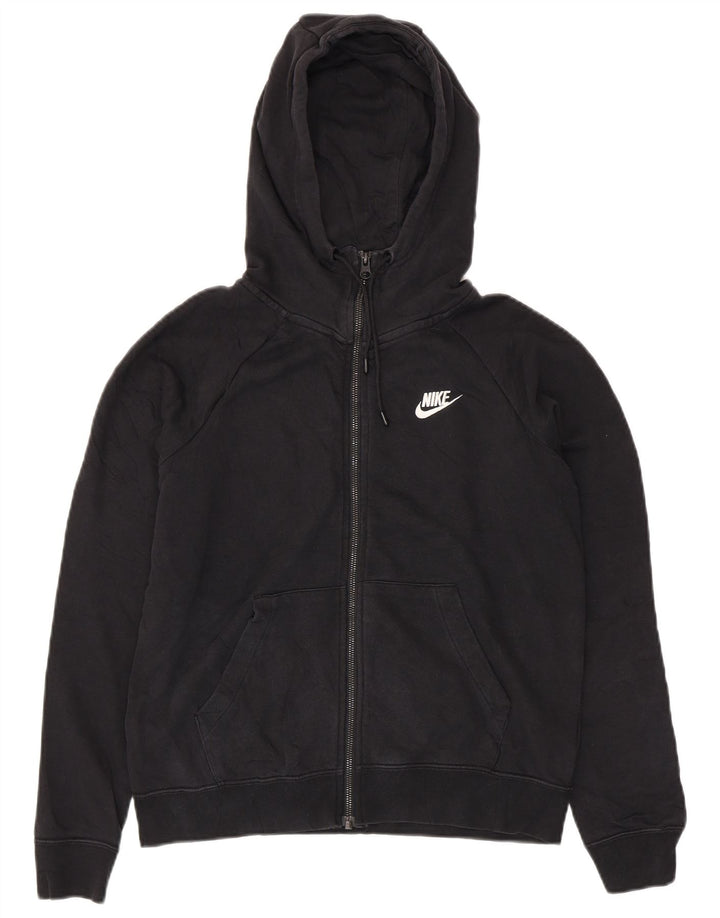 Maglione con cappuccio e zip oversize da donna NIKE UK 10 piccolo cotone nero