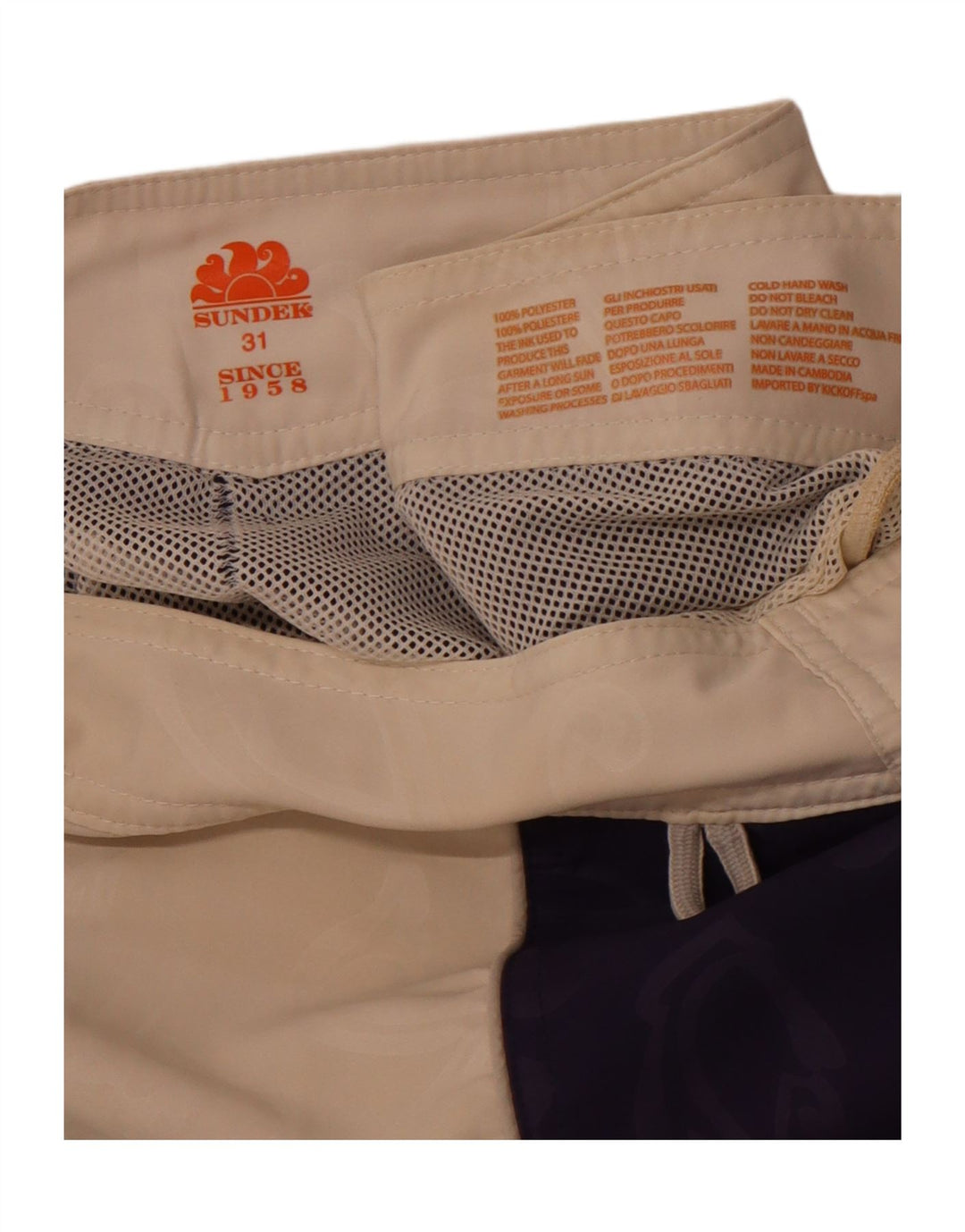 Pantaloncini da bagno grafici da uomo SUNDEK poliestere floreale medio blu navy