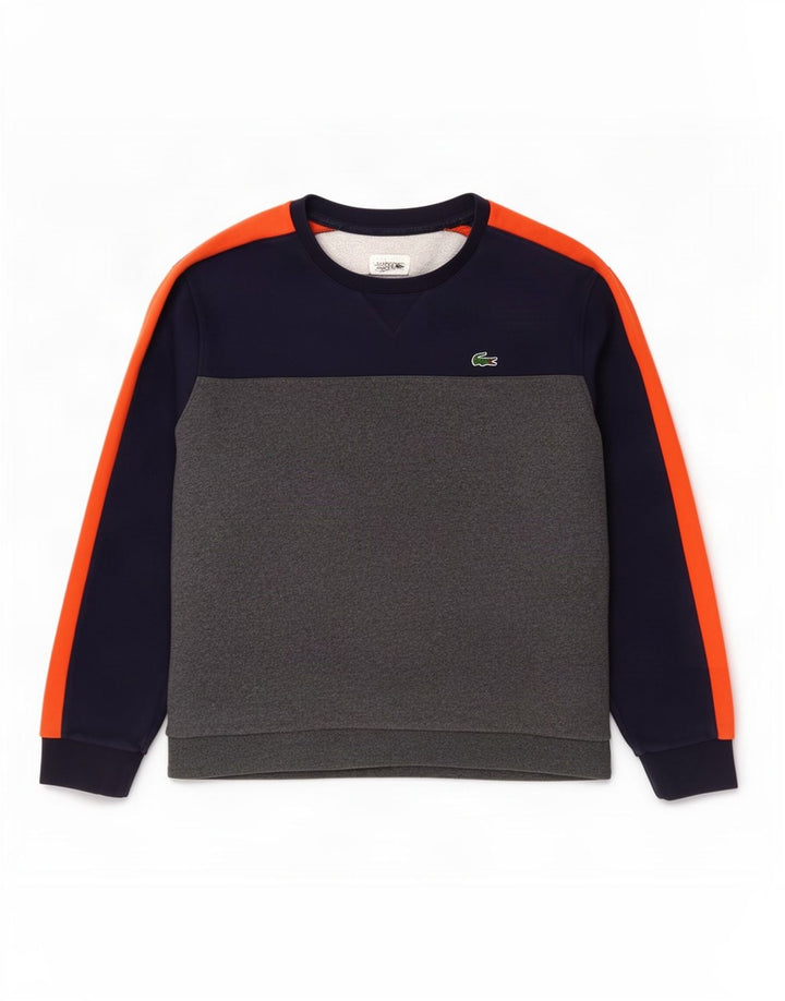 Felpa da uomo Lacoste maglione taglia 8 3XL cotone color block grigio