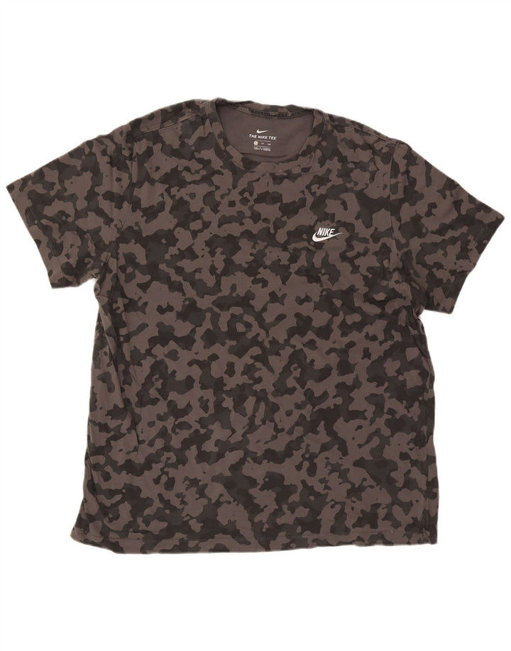 T-shirt da uomo Nike Top 2XL in cotone mimetico grigio
