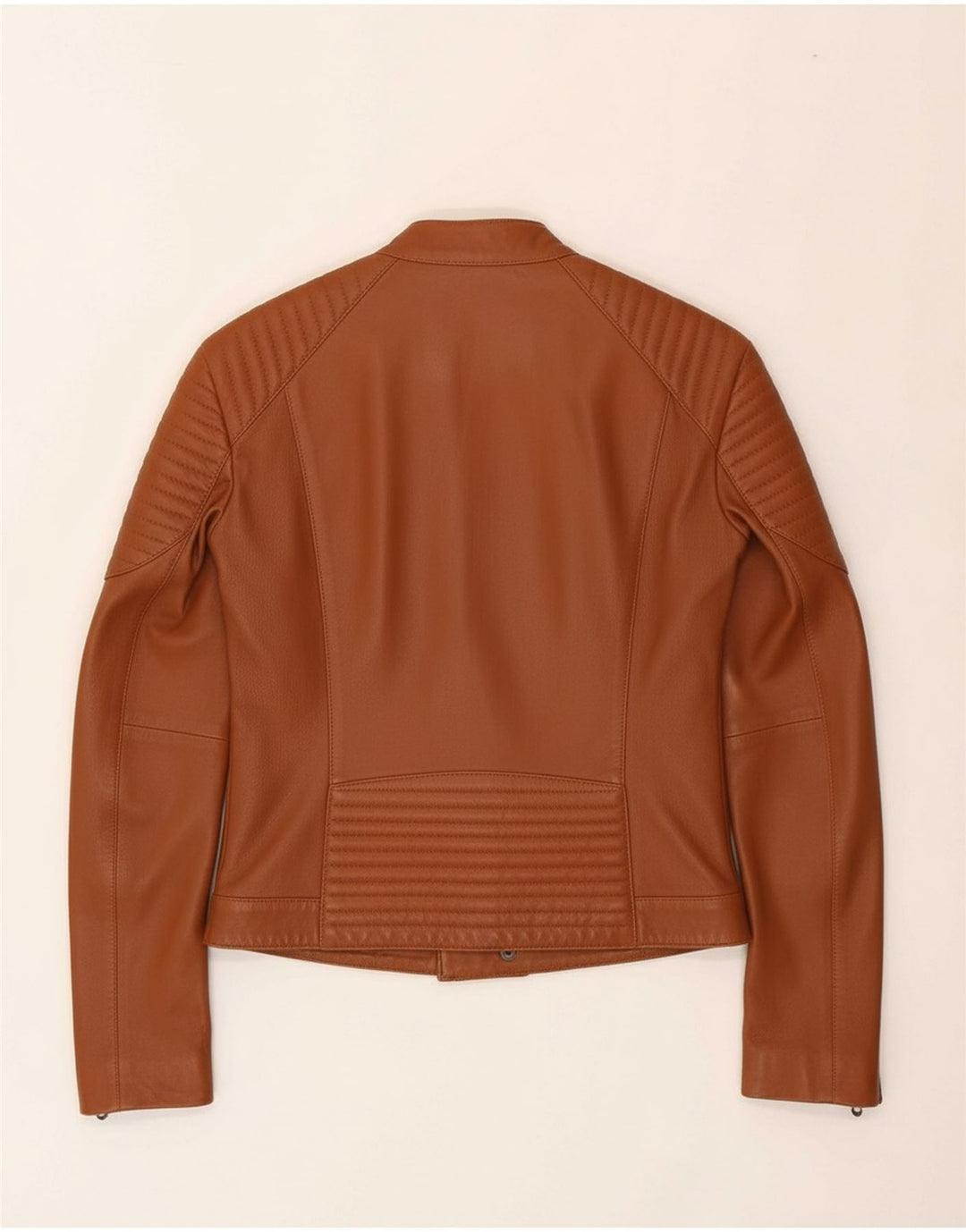 EMPORIO ARMANI Womens Biker Leather Jacket IT 38 XS Brown Leather