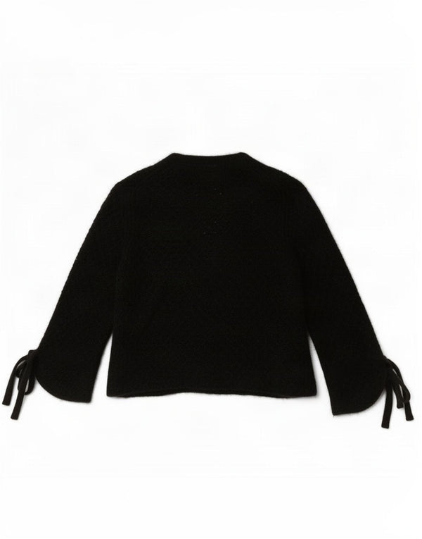 Massimo Dutti Maglione cardigan aperto con maniche a 3/4 da donna UK 10 piccolo nero