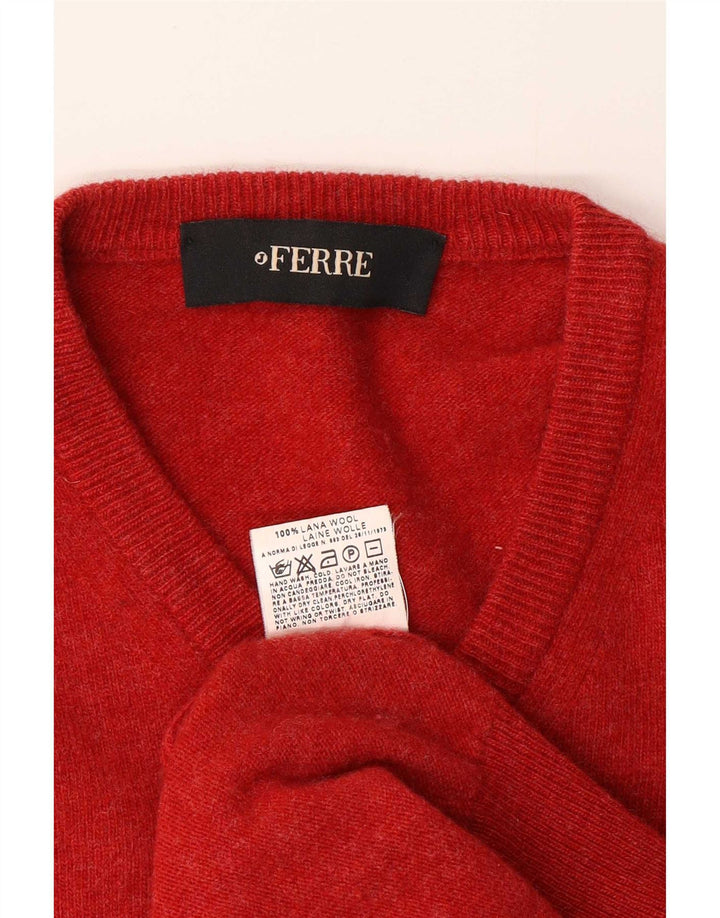 Maglione da uomo Ferre con scollo a V in lana rossa media