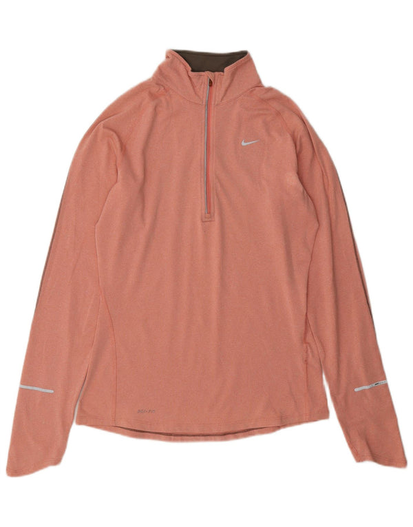 Top della tuta pullover con zip e collo Nike Dri Fit da donna UK 10 Small Rosa