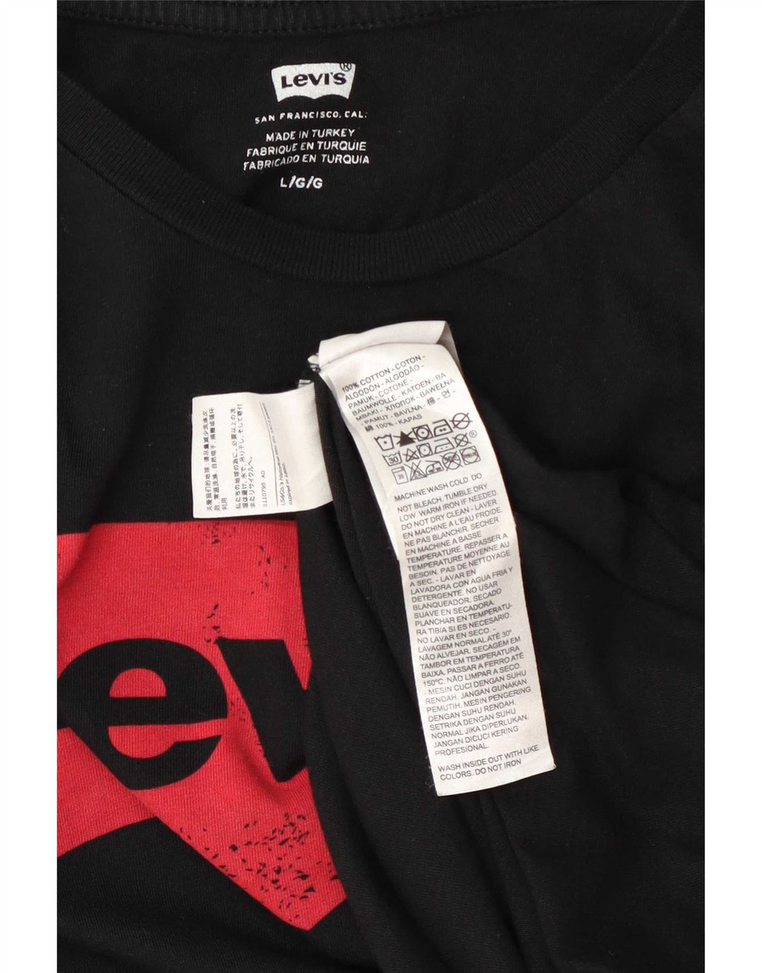 T-shirt grafica da uomo Levi's Top grande in cotone nero