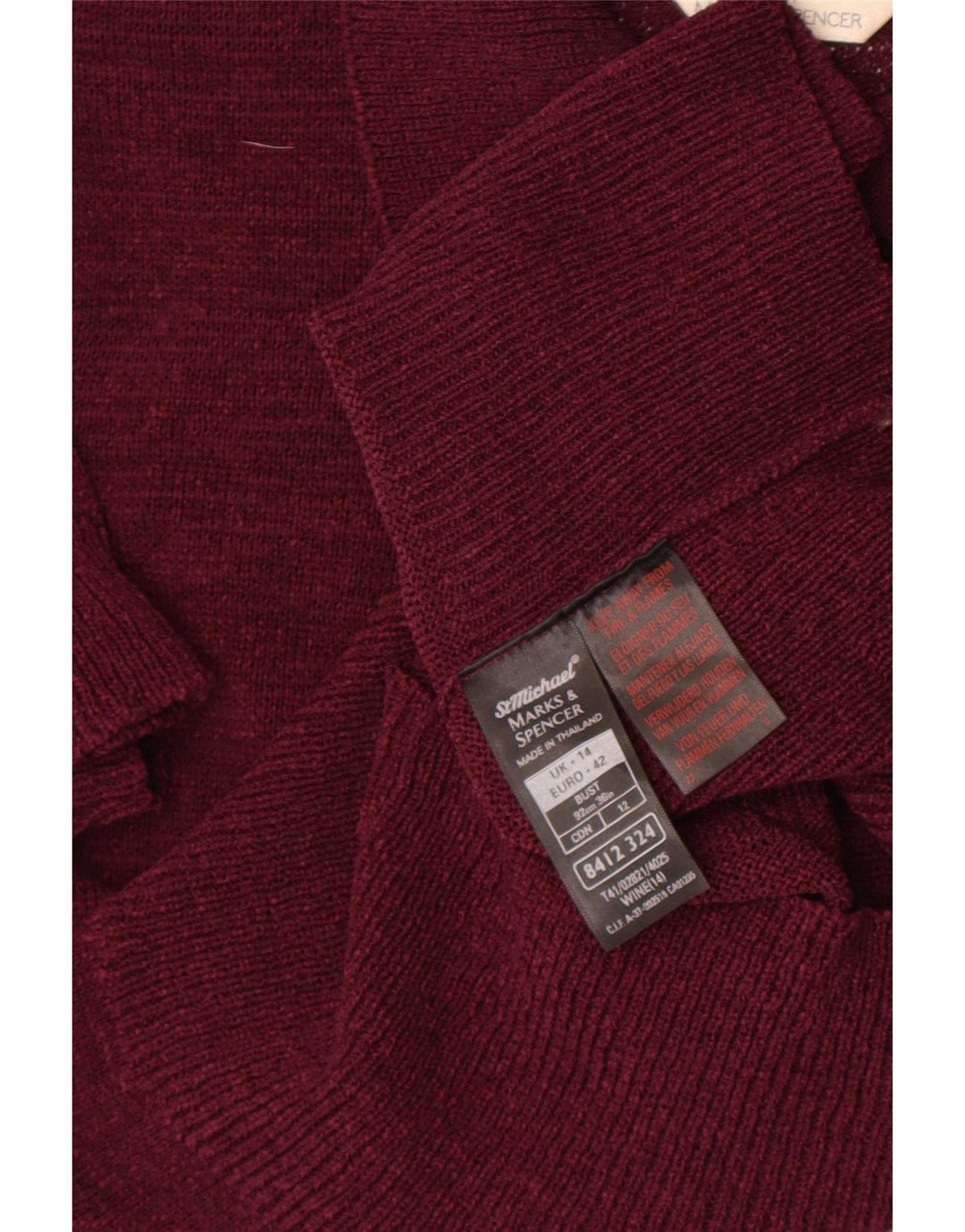 Maglione cardigan corto da donna Marks & Spencer UK 14 Borgogna medio