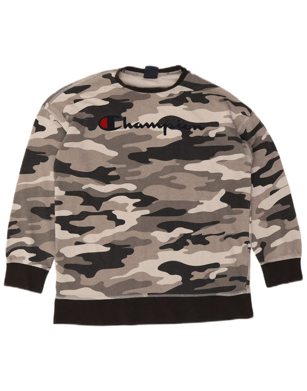 Felpa grafica Champion da ragazzo, 13-14 anni, XL, colore grigio mimetico