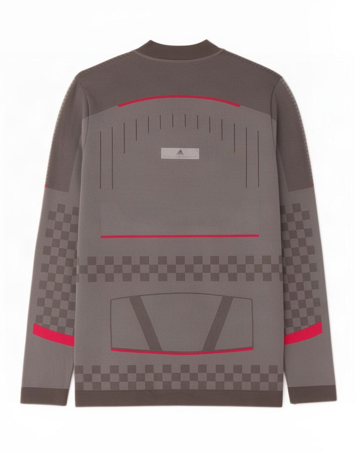 Adidas Donna Pullover Tuta Top UK 14 Grande Grigio Geometrico Poliestere