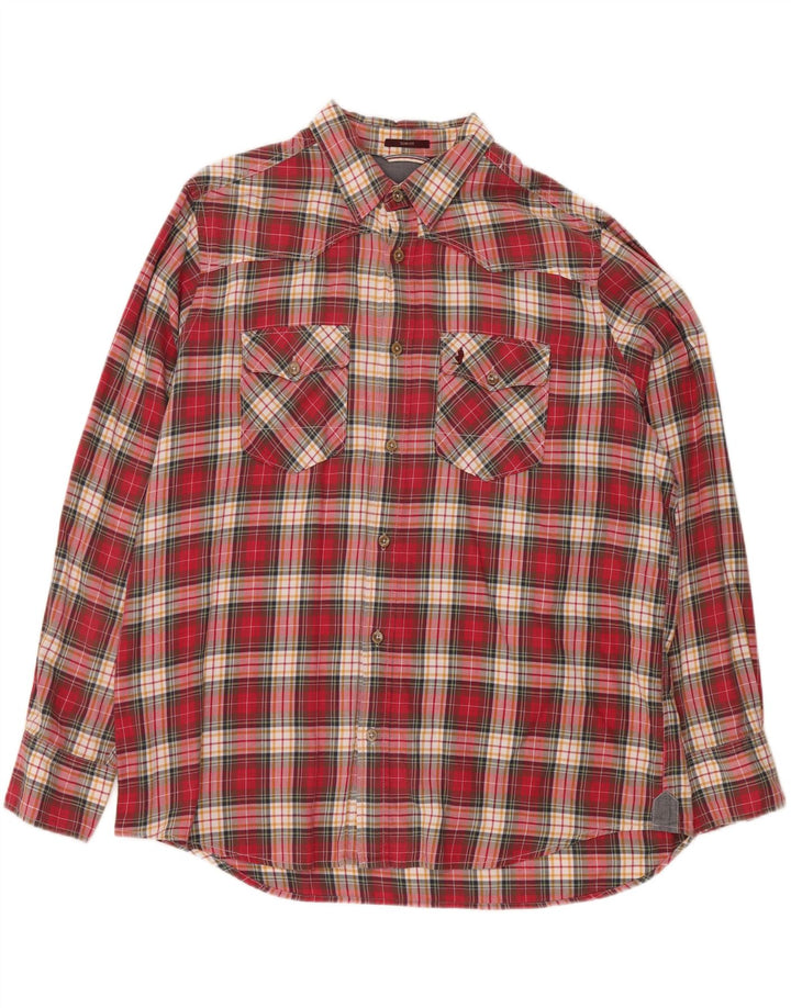 MARLBORO CLASSICS Camicia da uomo slim fit in flanella 3XL a quadri rossi