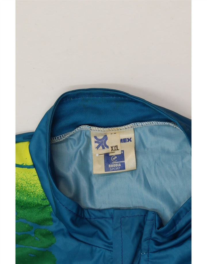 VINTAGE Mens Tracksuit Top Jacket 2XL Blue Colourblock Polyester Vintage Vintage and Second-Hand Vintage from Messina Hembry 