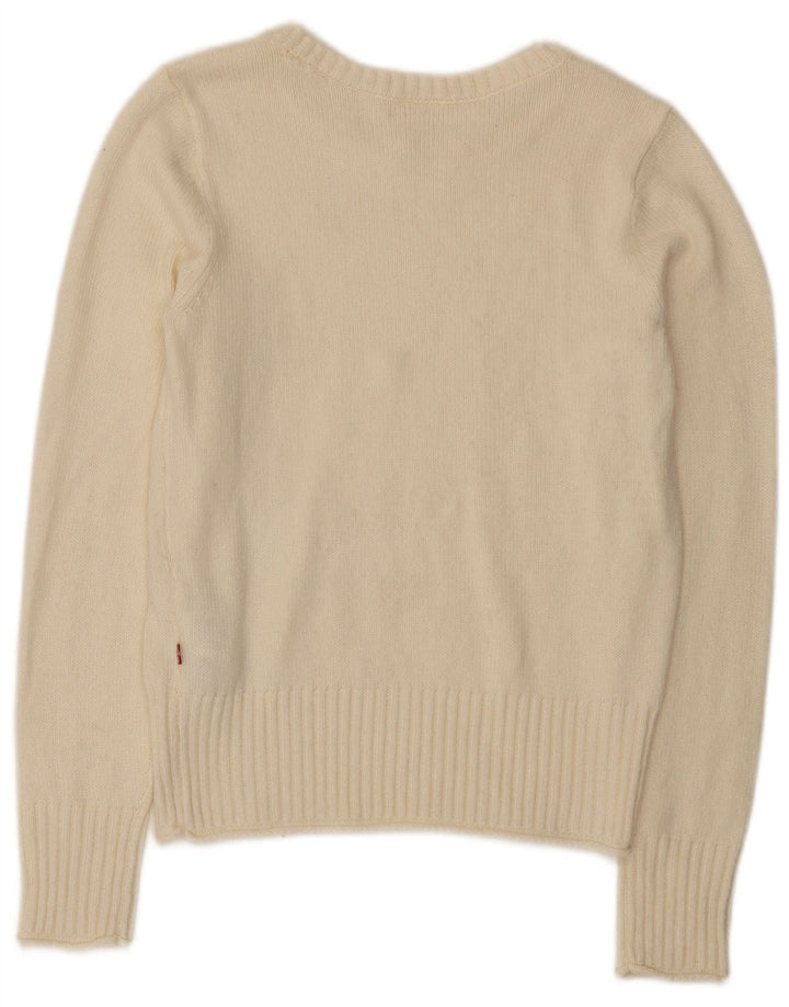 Maglione maglione con scollo a barca da donna Levi's UK 12 poliammide medio bianco sporco