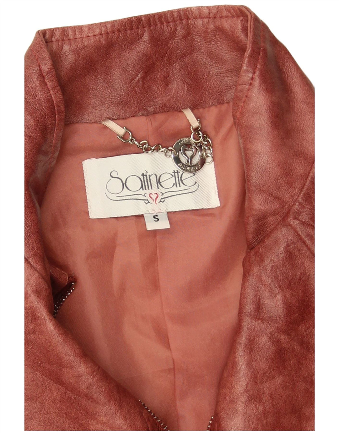 Giacca vintage da donna in ecopelle UK 10 piccola in poliestere bordeaux