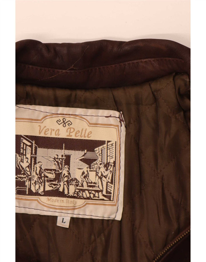 Giacca in pelle vintage da uomo UK 40 grande marrone
