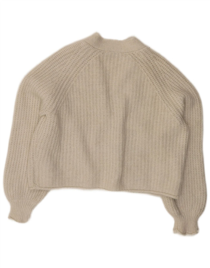 Maglione cardigan oversize corto da donna Zara UK 10 piccolo bianco