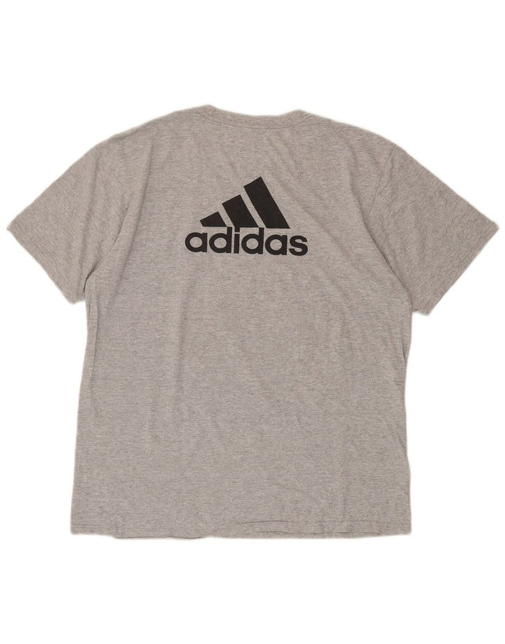 T-shirt grafica da uomo Adidas Top grande in cotone grigio