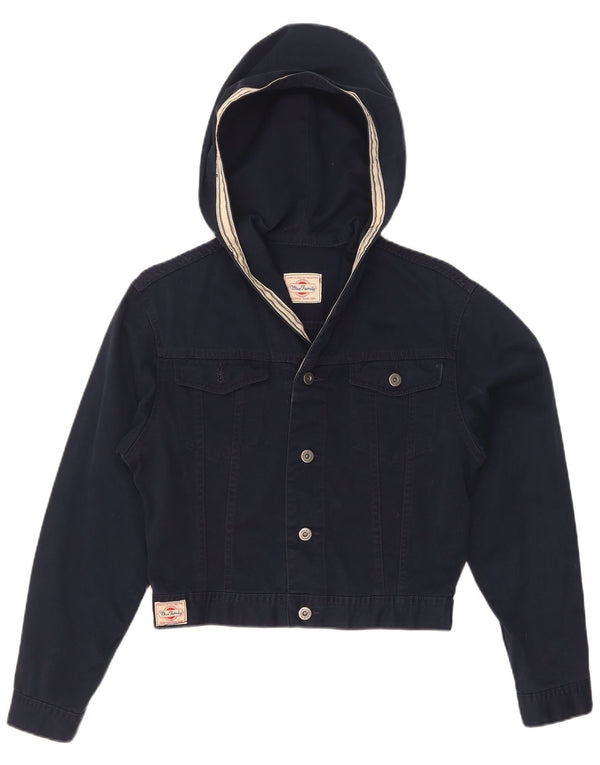 Giacca di jeans con cappuccio oversize da donna Benetton IT 40 Small Blu Navy