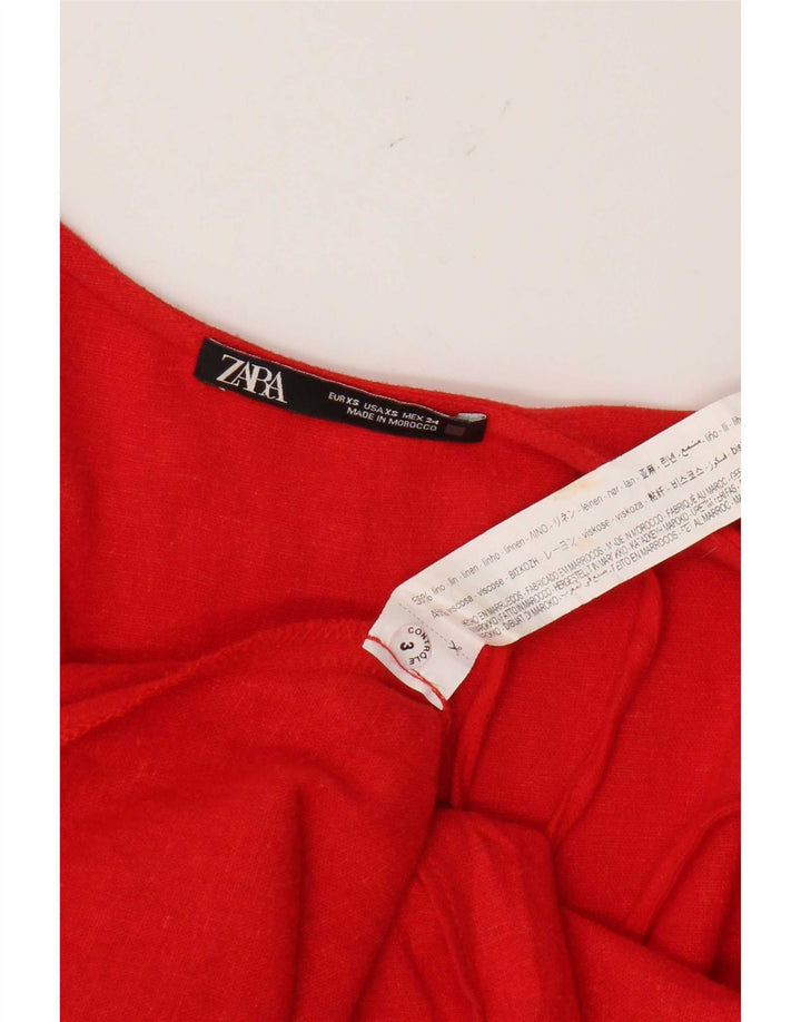 Abito a portafoglio da donna Zara UK 6 XS lino rosso