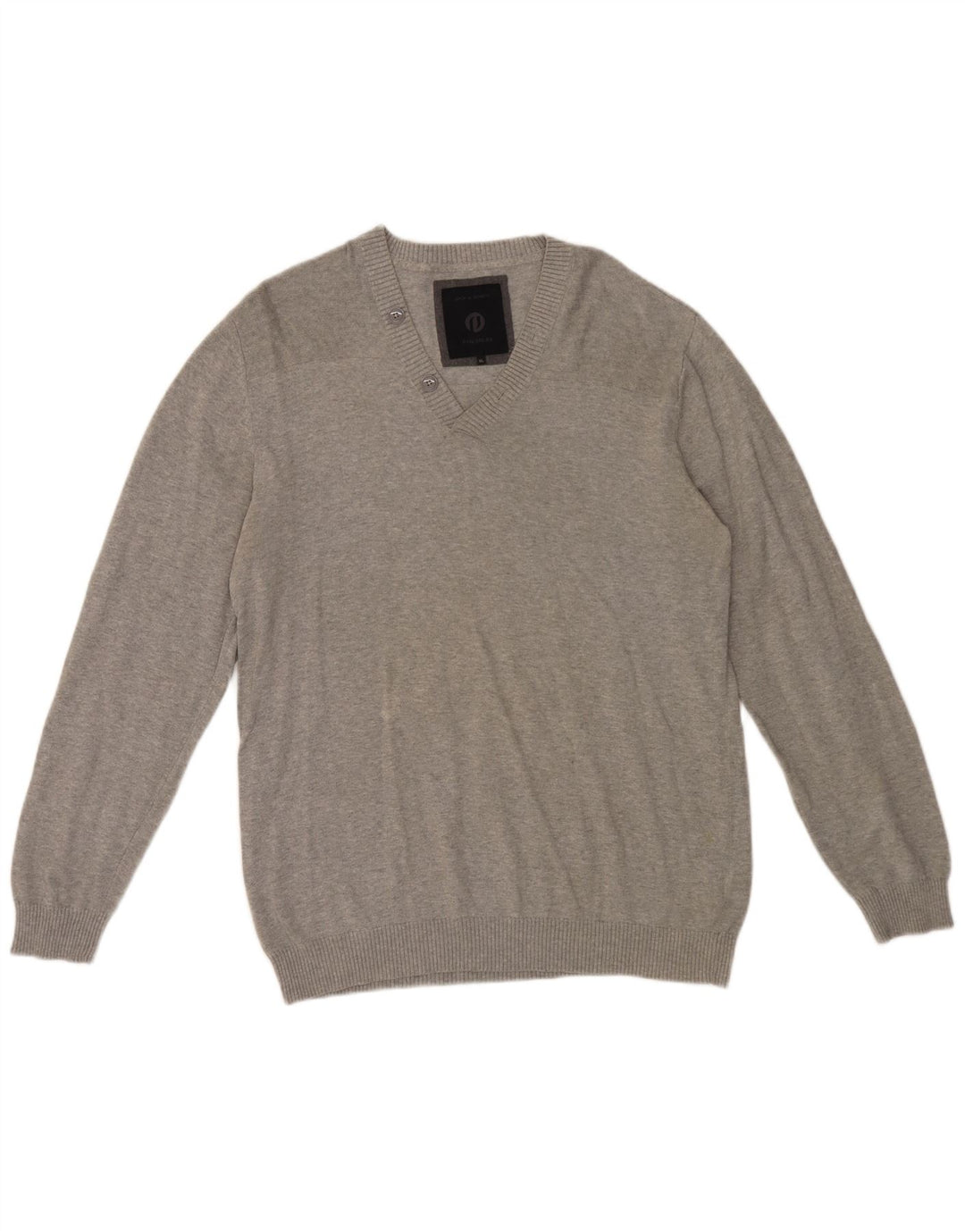 Jack & Jones Maglione da uomo con scollo a V XL in cotone grigio